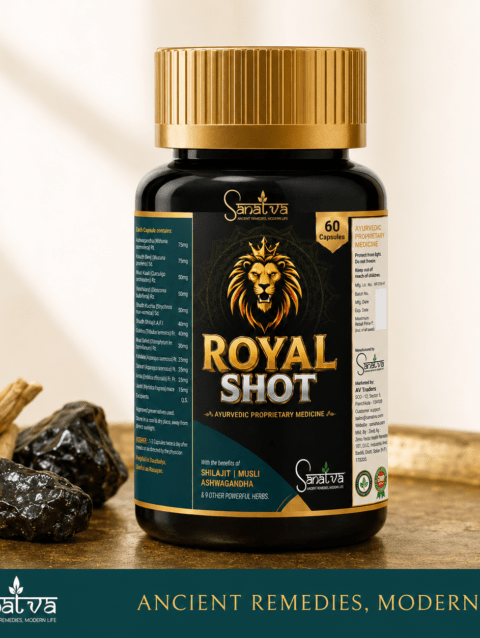 Royal Shot for Men & Women | 60 Capsules with Ashwagandha, Shilajit, Safed Musli & 9 Ayurvedic Herbs | Supports Strength, Stamina, Vitality & Daily Energy | Natural Wellness Supplement for Men and women