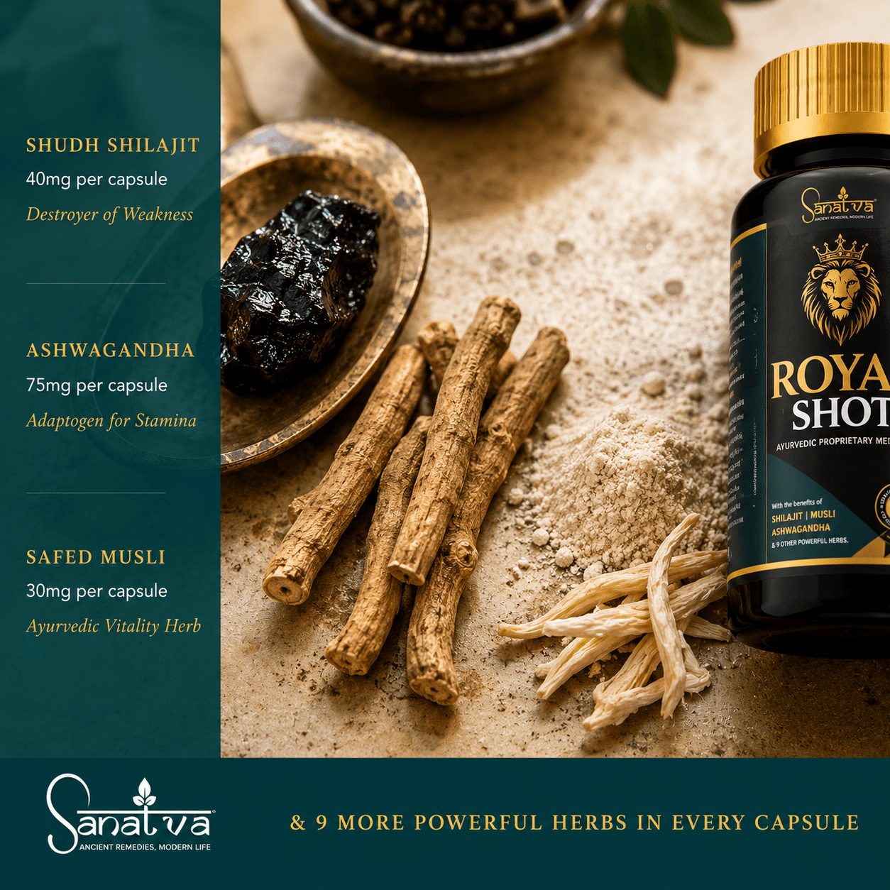 Royal Shot for Men & Women | 60 Capsules with Ashwagandha, Shilajit, Safed Musli & 9 Ayurvedic Herbs | Supports Strength, Stamina, Vitality & Daily Energy | Natural Wellness Supplement for Men and women - Image 4